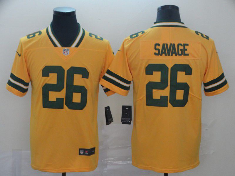 Men Green Bay Packers #26 Savage Yellow Grey Nike Vapor Untouchable Limited NFL Jersey